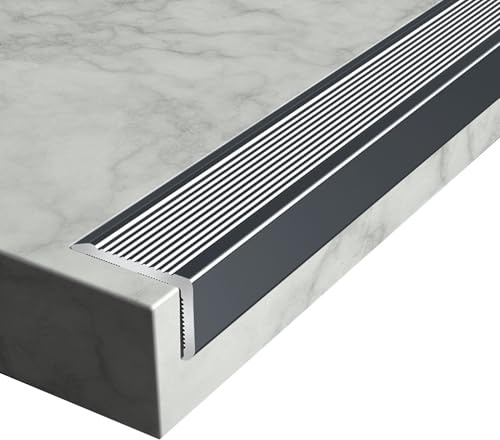 Treppenkantenprofil Treppenprofil L-Form, Alu Stufen-Kantenprofil, Anti-Rutsch Treppenkante 50x30mm 100cm Stufenkantenprofil(Gray)