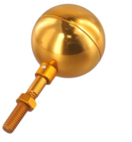 Fauhapyway 7,6 cm Aluminium-Fahnenmast-Kugel, Ornament, dekorativer Fahnenmast, Outdoor, Garten, Displayhalterung, Kugelkopf für Standardstangen (Gold)