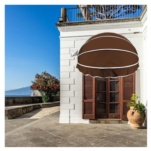 XTGDIEM Kuppel-Markise, Einziehbar, for Tür Und Fenster, Mit Verzinktem Aluminium-Klapprahmen for Garten, Veranda, Café(Brown,120CM/47.24in)
