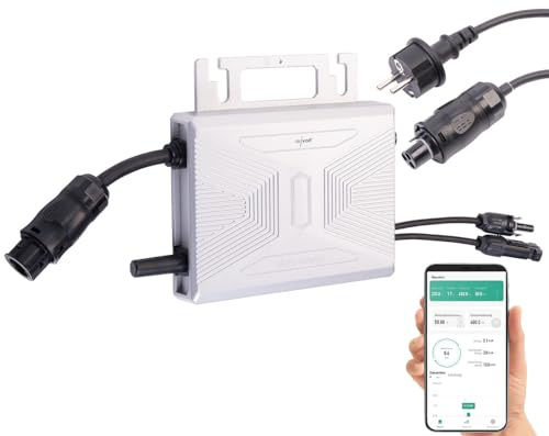 revolt On-Grid-Wechselrichter: WLAN-Mikroinverter für Solarmodule, 400 W, App, Versandrückläufer (Solar-Micro-Inverter, Solar Ladungsregler, Netzkabel)