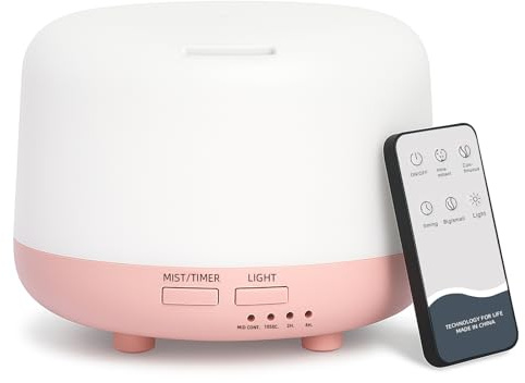 DIFFOFE 300ml Essential Oil Diffuser with 4 Timer Settings, Auto Shut-Off | Quiet ultrasonic aromatherapy diffuser with remote operation and an easy-clean tank for bedside tables and desks.