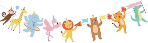 Tierparade Partybanner, Vorgespannte süße Tier Geburtstagsparty Bannergirlande Dschungel-Stil Hängende Zoo Karnevalsdekorationen für Babypartys Mädchen Jungen