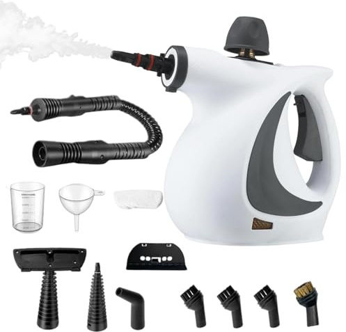 Qoukonao Nettoyeur Vapeur,Nettoyeur Vapeur Main Haute Performance | Mop Électrique avec 12 Accessoires pour Meubles Tissu Parquet Moquette Zone Animaux Sol Vêtements | Détachage Auto Canapé Tissu