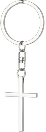 Porte-Clés Croix, Porte-Cléf Chrétien de Sac pour Femmes | Cadeaux de Porte-Clé Cool avec Détail Bordure Argentée pour Croyants - Blanc