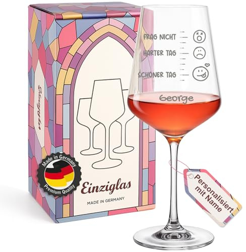 glastal Lustig Weinglas mit Gravur Personalisierte mit Namen 560ml Gläser | FRAG NICHT, HARTER TAG, SCHÖNER TAG, Lustige Rotweinglas Weißweinglas Geburtstag Geschenke für Frauen Männer Weinliebhaber