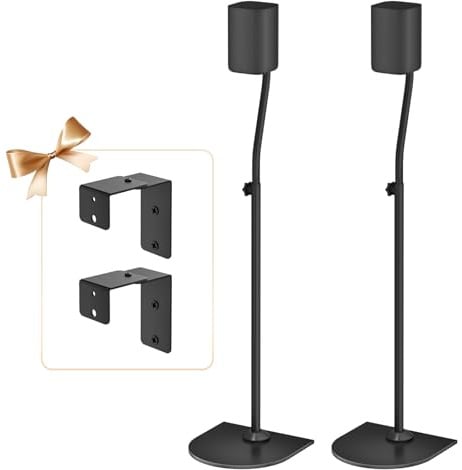 Paire de Pieds d’Enceinte universels, réglables en Hauteur de 84 à 106 cm, avec Fixation Murale pour Les Enceintes arrière et Les Enceintes Surround pour Samsung, Vizio, Bose, LG, Roku