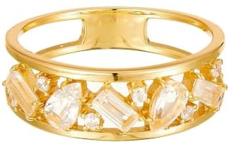 Hochzeitsring Gold Au 375/585/750 mit Tropfen Moissanit Doppelschicht Ewigkeit Gr.47-65