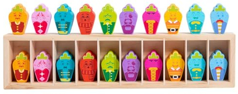 Xgdsnly Children Memory Game Wooden Matching Game Set Color Pair Shape Sorting Toy Pattern Recognition Station wooden storage board suitable for memory, Radish Expression