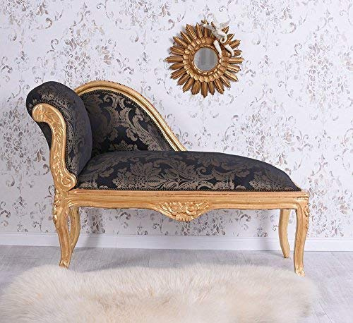 Sdraio barocco Pouf Vecchio divano oro nero chaise-longue Banquette capitonnée Palazzo in esclusiva