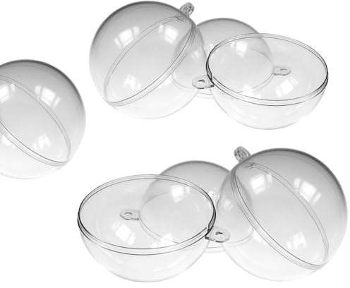 Sandras-Bastelladen Acryl-Kugel Ø20cm - 5er Set transparent teilbar mit Aufhängeöse
