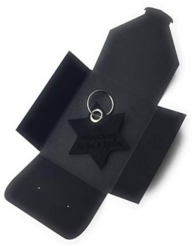 filzschneider Schlüsselanhänger aus Filz - 6eck-Stern - schwarz mit Namensgravur - als besonderes Geschenk