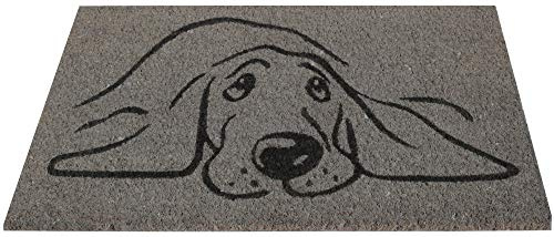 Bestlivings Fußmatte Kokos Schuhabtreter 50x75cm in grau (Hund), Fußabtreter Schmutzfangmatte Türmatte Bodenmatte Läufer Teppich Türvorleger Abtreter