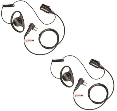 Lot 2 x D Shape/Ring Earpiece Police Security Headset lapel PTT Mic Microphone For 2 Pin Motorola CP040, CP140, GP300 DP1400 2 Way Radio
