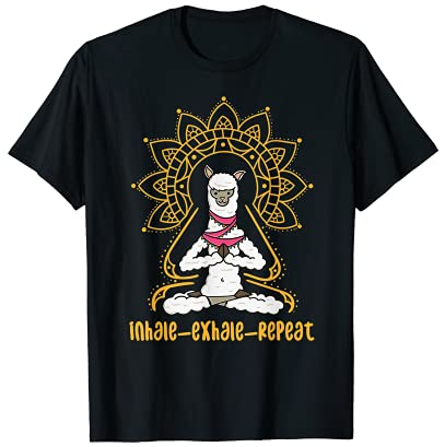 Alpaka Yoga Shirt lustiges Lama Motiv Inhale Exhale Repeat