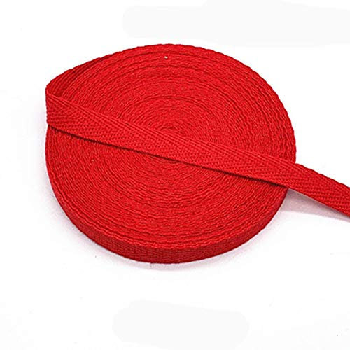 Egurs Bunt Gurtband aus Baumwolle 45m x 10mm Weich Gewebt Twill-Band Baumwollband Baumwollkordel Schrägband Köperband Twillband Fischgräten-Bänder zum Nähen Dekoband Nähenband Rot