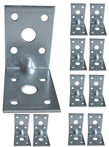 Corner Braces Brackets Plates, Heavy Duty Wooden Angle, Metal Steel Sheet Galvanised 1.97x 1.97x 1.38x 0.08(50 x 50 x 35mm x2mm) Pack of 10pcs