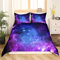 Galaxy Bettwäsche Set 155x220 cm für Mädchen Jungen Kinder Sternenhimmel Bettbezug Set Blau Lila mit 1 Kissenbezügen Stars Stil Betten Set Ultraweicher Mikrofaser-Reißverschluss Grelle Farbe