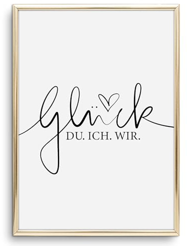 Tales by Jen Kunstdruck, Sprüche Poster: Glück - du ich wir | Stilvolles Premium Poster auf hochwertigem Papier | Moderne schwarz weiß Bilder fürs Wohnzimmer Schlafzimmer Wanddeko | Ohne Bilderrahmen