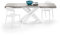 MOBILI FIVER, Mesa Extensible Emma 140(220) x90 cm, Color Cemento Gris con Patas Cruzadas Blancas, para 6-10 Personas, Mesa Extensible de Comedor, Mesa Cocina, Salon, Made In Italy
