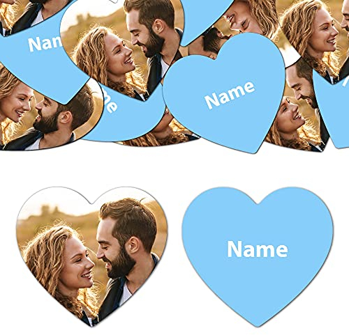 Goodtimes Foto-Konfetti Beidseitig Personalisierbar Foto Name Herz 2,5cm Dekoration für Hochzeit Geburtstag Partys 300 Stück Hellblau