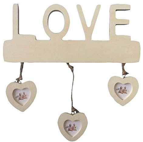 Vacchetti Porte-photo mural Love avec cœurs multicolores 3P, petit format