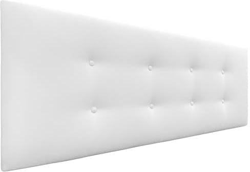 DHOME Kunstleder oder Stoff Kopfteil AQUALINE Pro mit 2 Reihen von Knöpfen gepolstertes Kopfteil Luxus Bett (145cm (Betten 120/135/140), Stoff Weiß)