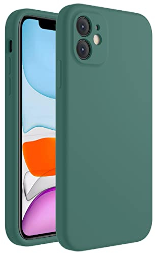 Cordking Entworfen für iPhone 11 Hülle, Silikon [Gerade Kanten] & [Kameraschutz] Verbesserte Handyhülle mit weichem, kratzfestem Mikrofaserfutter, 6,1 Zoll, Nachtgrün