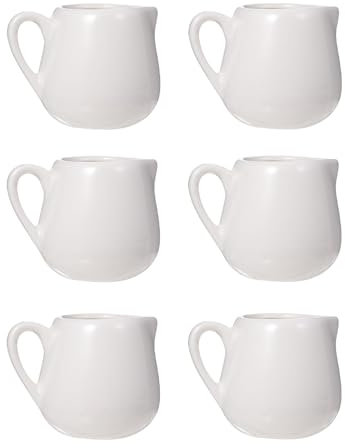 Housoutil Lot de 6 mini pichets à crème avec poignée, en céramique, pour sauces ou sauces (70 ml)