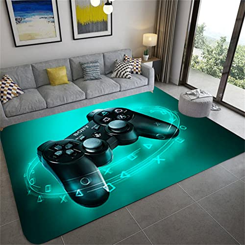 PEIHUODAN 3D Anime Gamer Teppich Kinder Jungen Groß Kinderzimmer Gaming Teppich Schlafzimmer Dekoration Wohnzimmer Kurzflor Krabbelmatte Modern Weich Kinderteppiche Waschbarer (Grün,160x200 cm)