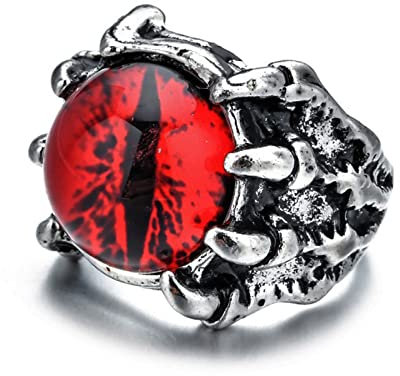 FORUBUS Gothic-Ring mit Drachenauge und Krallen für Damen und Herren, Halloween-Schmuck, Krallen halten Dämonen, bösen Blick, Distressed Ring für Party, Egirl Eboy Dekoration, Metall, Metall