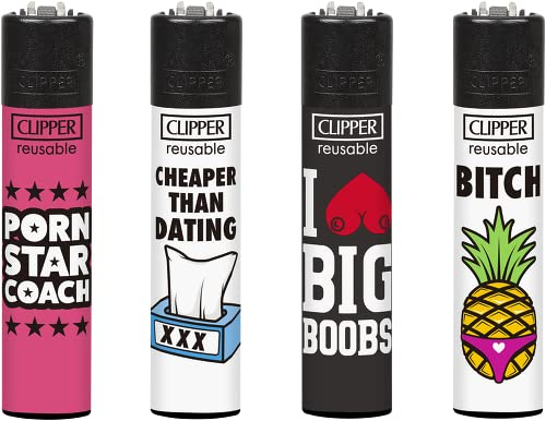 Clipper Feuerzeug 4er Set: (Porn Slogan #2)
