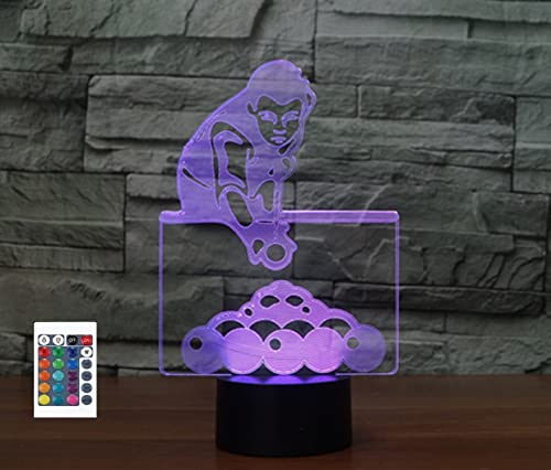 SUPERRUIDALONG 3D Play Billard Fernbedienung 16 Farben Nachtlichter Illusion Acryl LED Tisch Nachttisch Lampe Kinder Schlafzimmer Schreibtisch Dekor Geburtstag Geschenke Spielzeug für Kinder