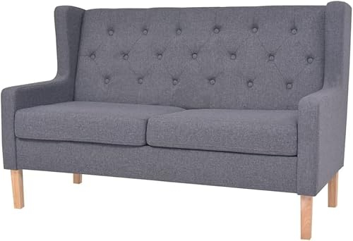 KOIECETA Sofa 2-Sitzer Stoff Skandinavisch Polstersofa Loungesofa Couch 2 Sitzer Grau Sitzmöbel