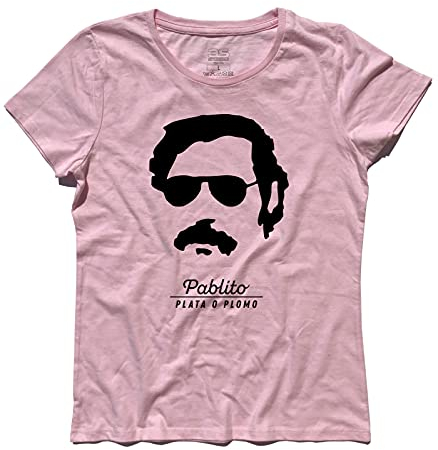 3styler T-Shirt für Damen Pablo Escobar Pablito - Plata oder Plomo Shirt - Linie Classic - 100% Baumwolle 185 g/m², Rosa, X-Large