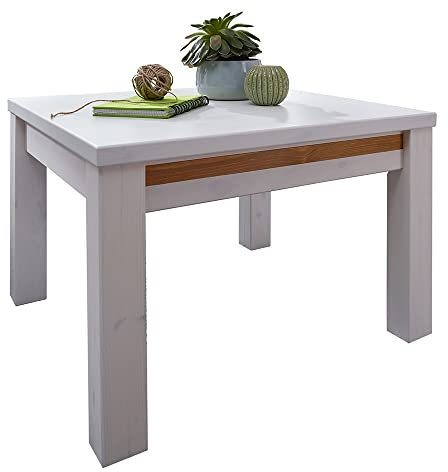 Lomadox Couchtisch Wohnzimmertisch Sofatisch quadratisch 70 x 70 cm Massivholz Kiefer massiv weiß Weiss
