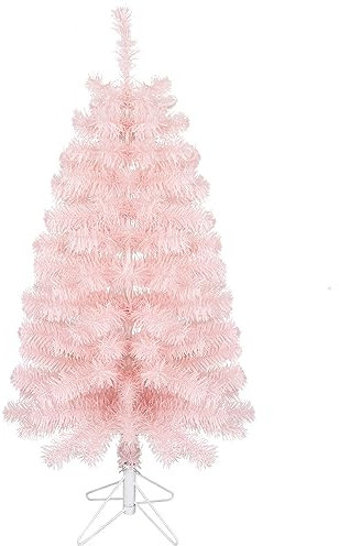 VEYLIN Small Christmas Tree,90 CM Artificial Pink Xmas Tree With Metal Stand For Christmas Decor