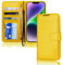 TECHGEAR iPhone 14 Plus Leather Wallet Case, Flip Protective Case Cover with Wallet Card Holder, Stand and Wrist Strap - Yellow PU Leather with Magnetic Closure Designed for iPhone 14 Plus 6.7