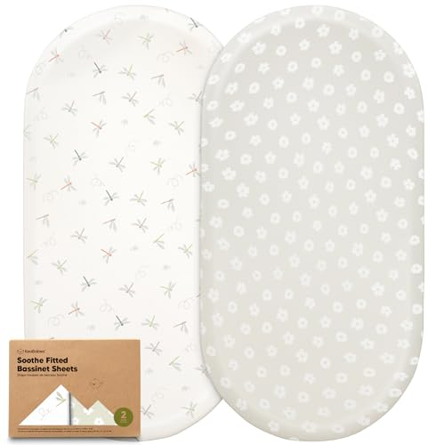 2-Pack Bio Spannbettlaken Babybett für Mädchen, Jungen - 100% Baumwolle Spannbettlaken Kinderwagen, Spannbettlaken Stubenwagen & Wiegen Matratze Bezug, Unisex Beistellbett Spannbettlaken (Meadow)