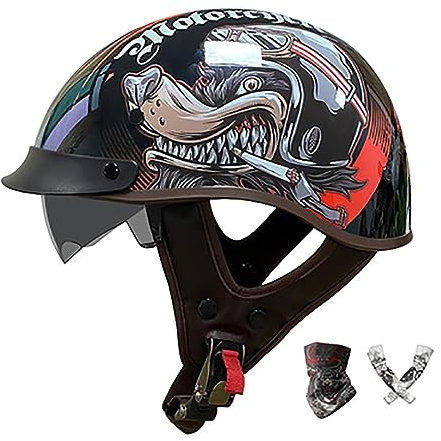 Casco Scodella Casco Scodella Omologato Casco Approvato ECE Moto Mezza Casco Moto Cruiser Chopper Casco Motociclista Adulto Casco Moto Scooter per Uomini E Donne