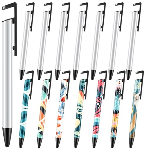 NIZEAMI 15 Stück Sublimation Rohlinge, Sublimation Kugelschreiber mit Schrumpffolie DIY Druckkugelschreiber für Weihnachten, BüRo, Schule