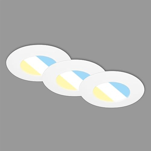 BRILONER – 3er Set LED Einbaulampe Badezimmer, IP44, Einbauleuchte, Deckenspots, Lichtfarbe einstellbar, Deckenlampe 4,9 Watt, Deckenleuchte 68x30mm (DxH), weiß