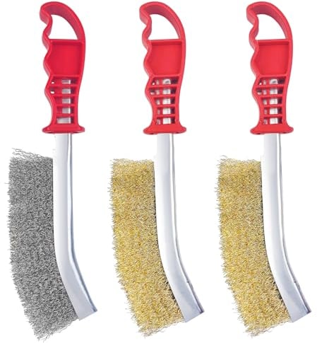 Tekenewbse 3 Pieces Cepillo Alambre, 140mm Cepillo de Alambre, Cepillo de Latón, Cepillo Puas Metalicas, Cepillo Metalico para Limpieza de Brocas de Madera Escoria de Soldadura Eliminación de Óxido