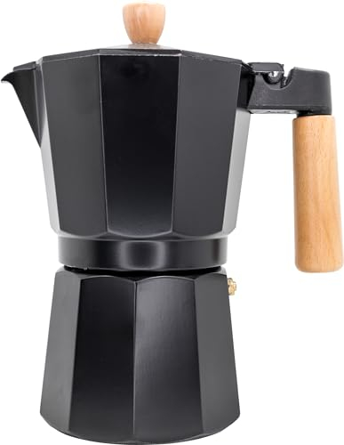 NERTHUS FIH 1253 Caffettiera Italiana a Induzione 9 tazze Design Nero Legno
