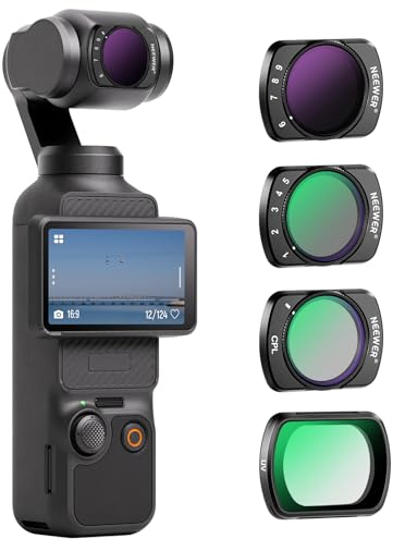 NEEWER Magnetic Variable ND Filter Set Kompatibel mit DJI OSMO Pocket 3, 4 STK. UV CPL ND2-32 (1-5 Blende) ND64-512 (6-9 Blende) Neutral Density Zubehör, Multi Coated Optical HD Glass/Aluminium Frame