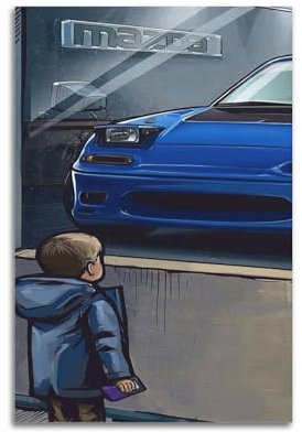 KAIPA Supercar Auto-Poster für blauen Mazda MX-5 mit Jungentraum Auto-Poster, dekoratives Gemälde, Leinwand-Wandposter und Kunstdruck, modernes Familienschlafzimmer-Dekor-Poster, 30 x 45 cm