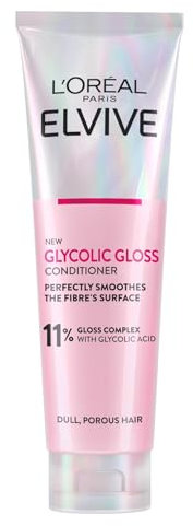 L'Oreal Paris Elvive Glycolic Gloss Conditioner, With Gloss Complex and Glycolic Acid, Fills and Seals Hair Fibres, For Long-lasting, Smooth and Shiny Hair, Ideal for Dull Hair, 150ml