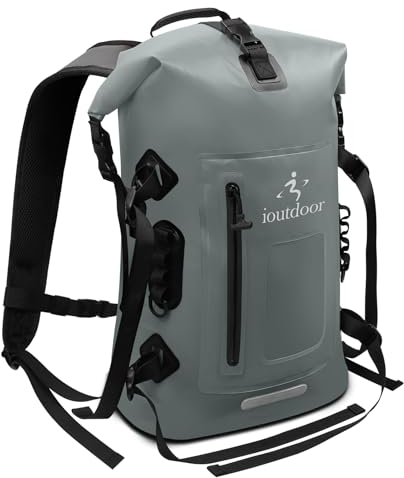 Wasserdichter Rucksack 30-35L, Rolltop Waterproof Backpack Mit Gepolstertem Tragegurt, Wasserdichtem Reißverschluss Wasserdichte Tasche, Dry Bag Für Wassersport Radfahren Outdoor Wandern (Grau)