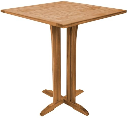 Teako Design Bartisch Lucca eckig Teak Massivholz, Outdoor Holztisch FLEGT-lizenziert, Gartenmöbel aus massivem Teak, Witterungsbeständig, Loungemöbel Holz, naturfarben, 90 cm Breit