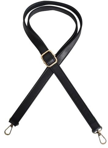 Frauen Leder Schulterriemen Trageriemen Verstellbarer Schultergurt Umhängetasche Trageriemen mit Metallwirbel Haken Längenverstellbarer 70-130cm für Umhängetaschen Handtaschen (Schwarz)