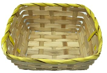 ZENZERO® - CESTINO PORTAUOVA DECORATIVO DI PASQUA – in Bamboo – 17x8 cm – disponibile in diversi COLORI - Pezzi 1 - Colore: (GIALLO)